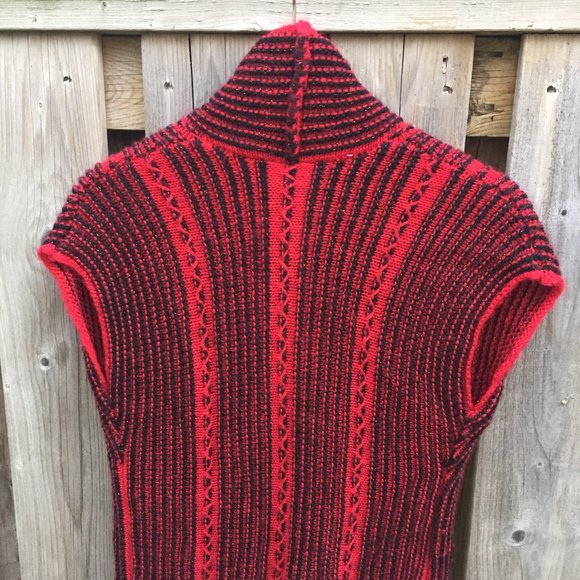 Chic Knits mohair acrylic popover red black sweater vest - size S - Picture 7 of 7